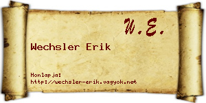 Wechsler Erik névjegykártya